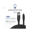 3 Ft MFI Lightning To USB Type A Cable (AmpSentrix) (Alpha) (Black)